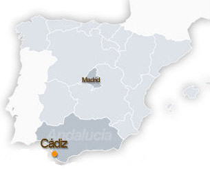 Localización de la provincia de Cádiz en el mapa de España